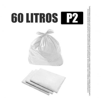 Saco de Lixo P2 Branco 60 Litros Reforçado Aproximadamente 100 Unidades para Uso Residencial