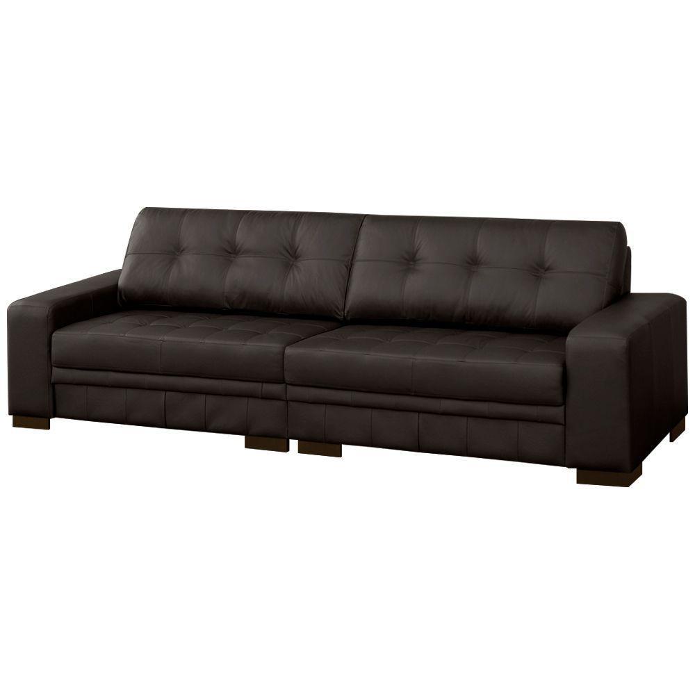 Sofá 4 Lugares 280cm Milano Couro Marrom Fosco Gran Belo - 1