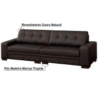 Sofá 4 Lugares 280cm Milano Couro Marrom Fosco Gran Belo - 3