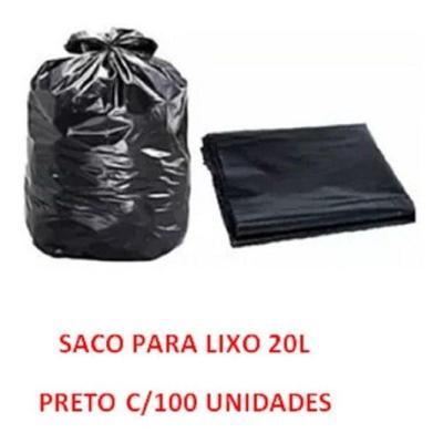 Saco para Lixo Preto Reforçado 20L 45x50CM Fardo com 100 Unidades Higipack