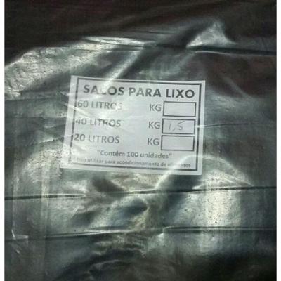 Saco para Lixo 40 Litros Preto 70CM X 55CM Pacote com 100 Unidades Resistente Higipack