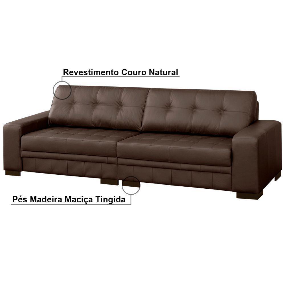 Sofá 4 Lugares 280cm Milano Couro Conhaque - 4