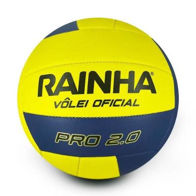 Bola de Vôlei 2.0 Pró Costurada em Pvc Amarelo e Azul Rainha