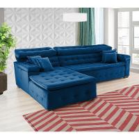 Sofá Orlando 2.40x2.10m Com Chaise, Retrátil E Reclinável - Azul - 6