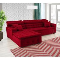 Sofá Orlando 2.40x1.70m Com Chaise, Retrátil E Reclinável - Vermelho
