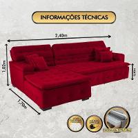 Sofá Orlando 2.40x1.70m Com Chaise, Retrátil E Reclinável - Vermelho - 6