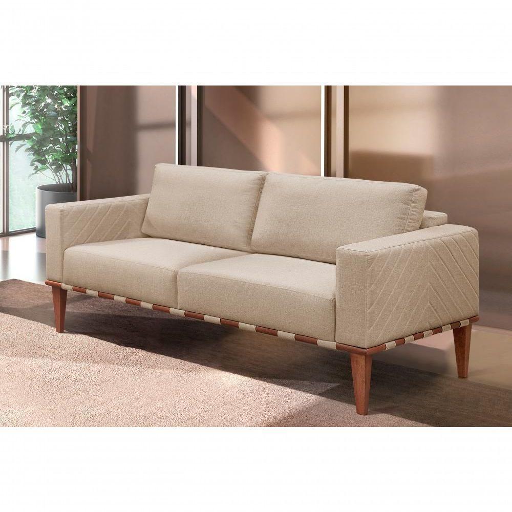 Sofá Namoradeira Bella Luxo Castellar Móbile Linho Bege Claro Linho Bege Claro - 4