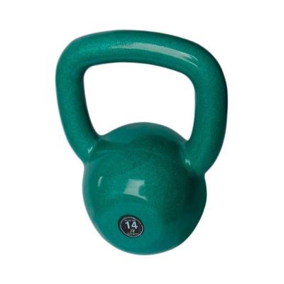 Kettlebell Emborrachado 14,0kg para Treinamento Funcional Alça Antiderrapante Preto Anilhas Fitness