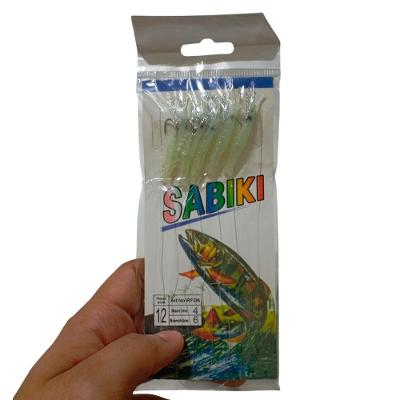 Isca Artificial Sabiki SU-ISC9 5 Camarões Fluorescentes Branco AB Mídia