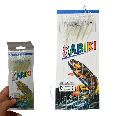 Isca Artificial Sabiki 5 Camarões Fluorescente Silicone Branco AB Mídia