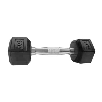 Halter Sextavado Injetado 3,0kg com Pegada Cromada para Musculação Anilhas Fitness