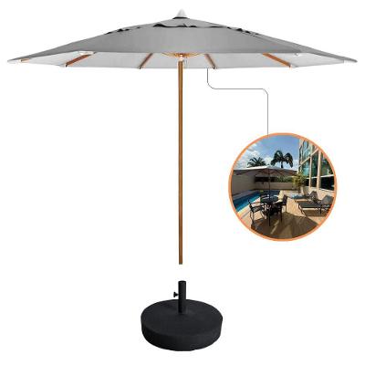 Guarda Sol Ombrelone 3,00m + Base 40kg Para Praia Piscina Jardim Cinza