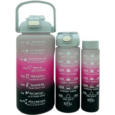 Garrafa Kit 3 Peças de Água Treino Academia com Frases Motivacionais Cinza Rosa Preto