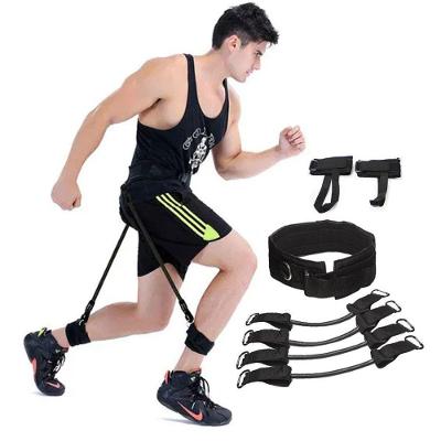 Elástico para Treino Funcional Sto686 para Salto e Corrida Vertical com Cinto Acolchoado Preto