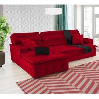 Sofá Orlando 2.40x2.10m Com Chaise, Retrátil E Reclinável - Vermelho