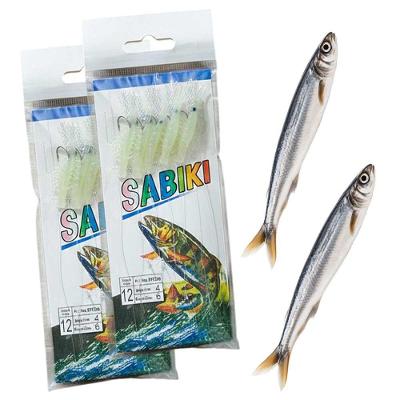 Kit Isca Artificial Camarão Sabiki Fluorescente Anzol 12 Branco AB Mídia