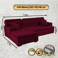 Sofá Orlando 2.40x2.10m Com Chaise, Retrátil E Reclinável - Vinho - 7