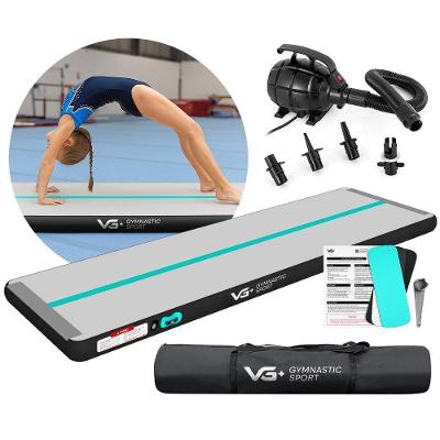 Tapete Colchão Ginástica Inflável 3 Metros com Bomba Elétrica Preto e Verde VG Plus