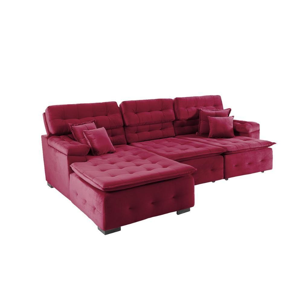 Sofá Orlando 2.80x1.70m Com Chaise, Retrátil E Reclinável - Vinho - 8