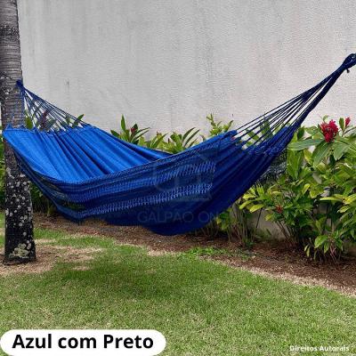 Rede de Descanso Rede de Dormir Casal Jeans Reforçada Azul e Preto OEM