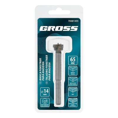 Broca Forstner Madeira 14mm Aço 45 Vk8 Cilíndrica Azul para Acabamento Liso Gross