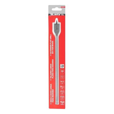 Broca Chata para Madeira 20x300mm Hexagonal 7mm Aço 45 Furos Profundos Vermelho MTX