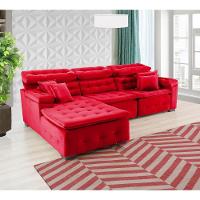Sofá Orlando 2.80x1.70m Com Chaise, Retrátil E Reclinável - Vermelho