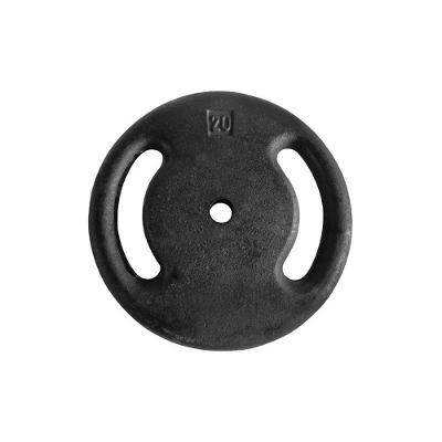 Anilha de Musculação Ferro Fundido Pintada Academia 20kg com Alça Lateral Preto