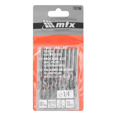 Brocas Aço Rápido para Metal 10 Unidades 1-4'' HSS 62-65HRC Vermelho MTX