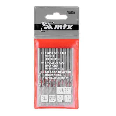 Broca para Metal 7-32" Hss 62-65 Hrc Kit 10 Unidades Aço Rápido Vermelho Mtx