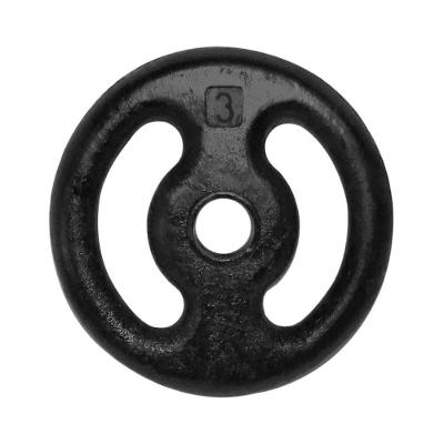 Anilha de Musculação Ferro Fundido Pintada 3kg com Alça Lateral Preto Anilhas Fitness