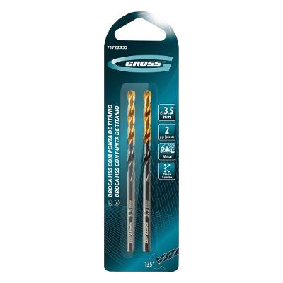 Broca para Metal 3,5mm Hss com Revestimento Nitreto de Titânio Azul Gross