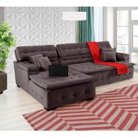 Sofá Orlando 2.40x2.10m Com Chaise, Retrátil E Reclinável - Marrom - 1