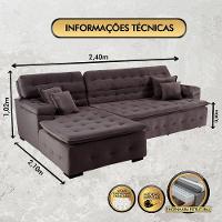 Sofá Orlando 2.40x2.10m Com Chaise, Retrátil E Reclinável - Marrom - 3