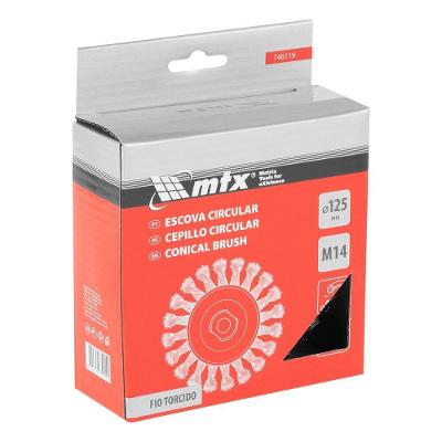 Escova Circular de Aço Carbono 125mm Rosca M14 para Limpeza de Superfícies Metálicas Vermelho MTX