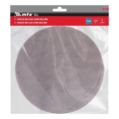 Disco de Lixa Telado Grão 240 225mm Kit 5 Unidades para Lixamento Fino Vermelho MTX