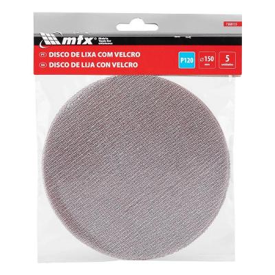 Disco de Lixa Telado com Velcro 150mm Grão 120 Kit 5 Unidades Vermelho Mtx
