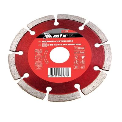 Disco de Corte Diamantado Segmentado 115x22,2mm para Concreto Tijolos e Pedras Vermelho Mtx