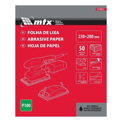 Folha de Lixa para Metal Base D'água 7560855 Grão P100 230x280mm Vermelho Mtx