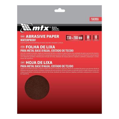 Folha de Lixa em Tecido Grão 60 230x280mm para Remoção Bruta Vermelho MTX