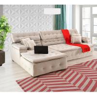 Sofá Orlando 2.40x2.10m Com Chaise, Retrátil E Reclinável - Bege - 3