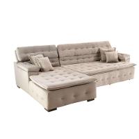 Sofá Orlando 2.40x2.10m Com Chaise, Retrátil E Reclinável - Bege