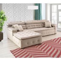 Sofá Orlando 2.40x2.10m Com Chaise, Retrátil E Reclinável - Bege - 7