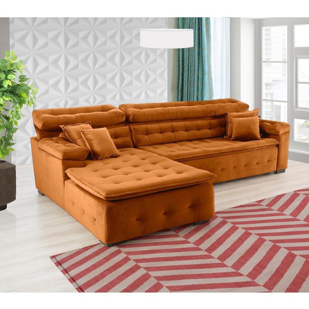 Sofá Orlando 2.40x2.10m Com Chaise, Retrátil E Reclinável - Terra - 2