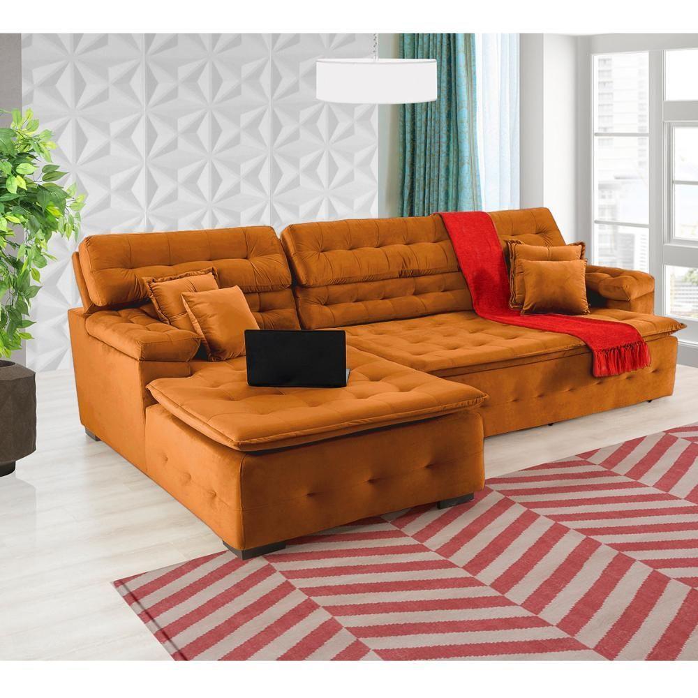Sofá Orlando 2.40x2.10m Com Chaise, Retrátil E Reclinável - Terra - 7