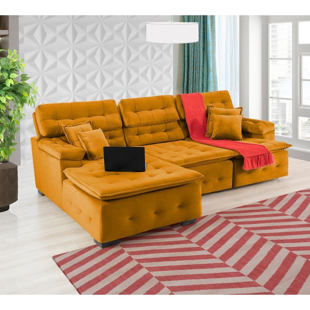 Sofá Orlando 2.80x1.50m Com Chaise, Retrátil E Reclinável - Terra - 8