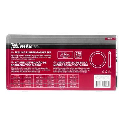Kit de Anéis de Vedação Borracha 3-23mm 279 Peças em Caixa Plástica Organizada MTX