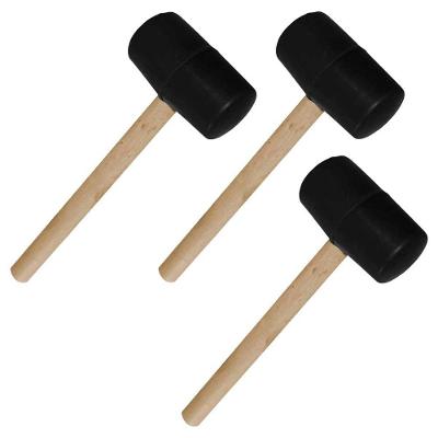 Kit 3 Martelos de Borracha SU-MART3 Cabo Madeira Anti-Retorno Preto AB Mídia