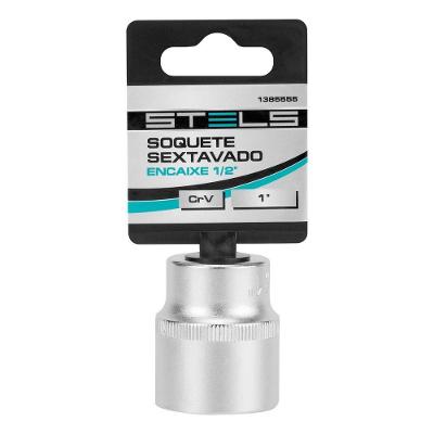 Soquete Sextavado 1" 1385555 Aço Crv Encaixe 1-2" Acabamento Cromado Fosco Azul Stels
