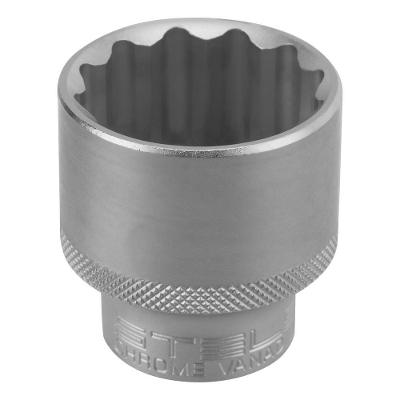 Soquete Estriado Encaixe 1-2'' Cromo Vanádio 1.1-4'' Profissional com Clips Plástico Stels